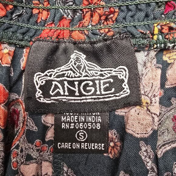 Women's Angie Dark Green Floral Tie Front Culotte Shorts | Size Small - Picture 7 of 9